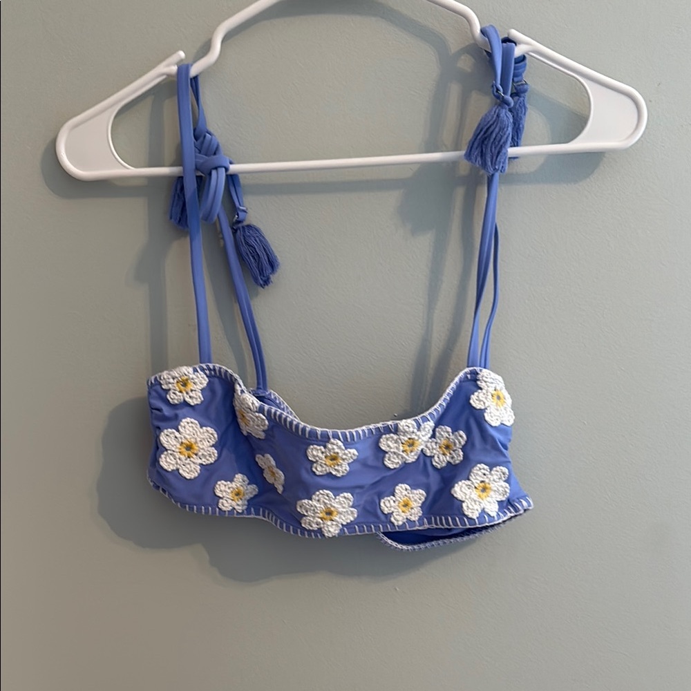 Floral Blue Bikini Top